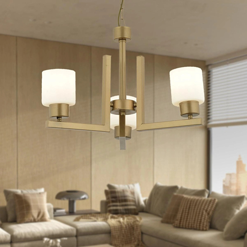 Apliqa Torqu 3 Lü Eskitme Boyalı Beyaz Camlı Modern Genç Odası Yatak Odası Salon Avize görseli 1