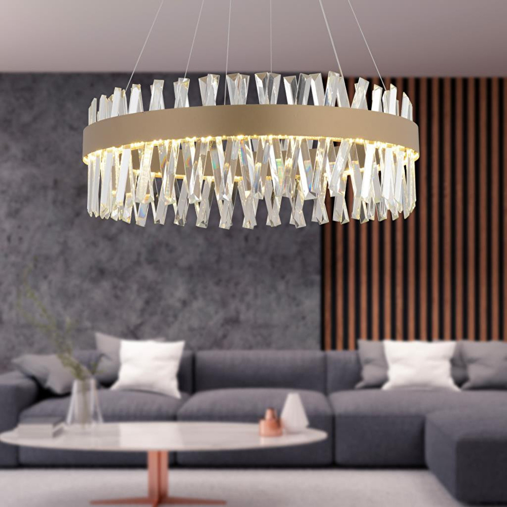 Apliqa Brampton 60'lik Eskitme 3 Renkli 112 Watt Ledli Oturma Odası, Salon Avize görseli 1