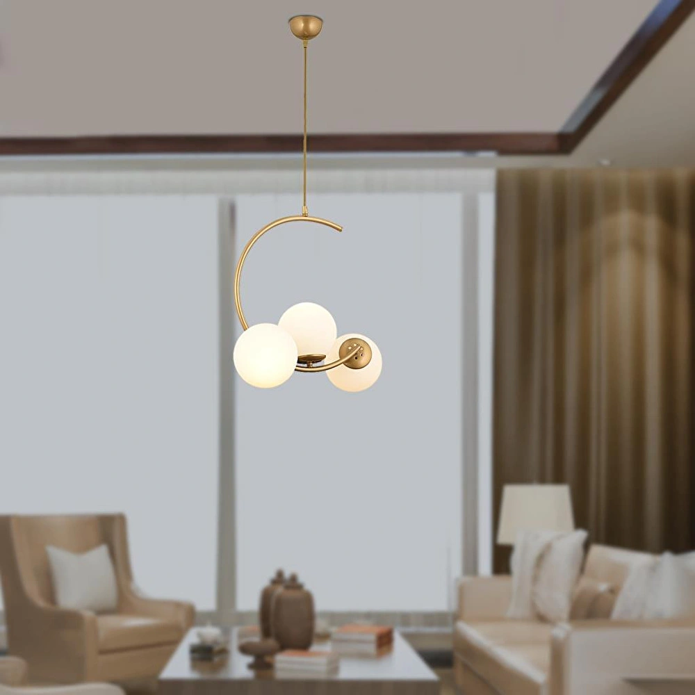 Apliqa Ladre 3lü Beyaz Camlı Eskitme Boyalı Modern Sarkıt, Mutfakyatak Odası Salon Avize görseli 1