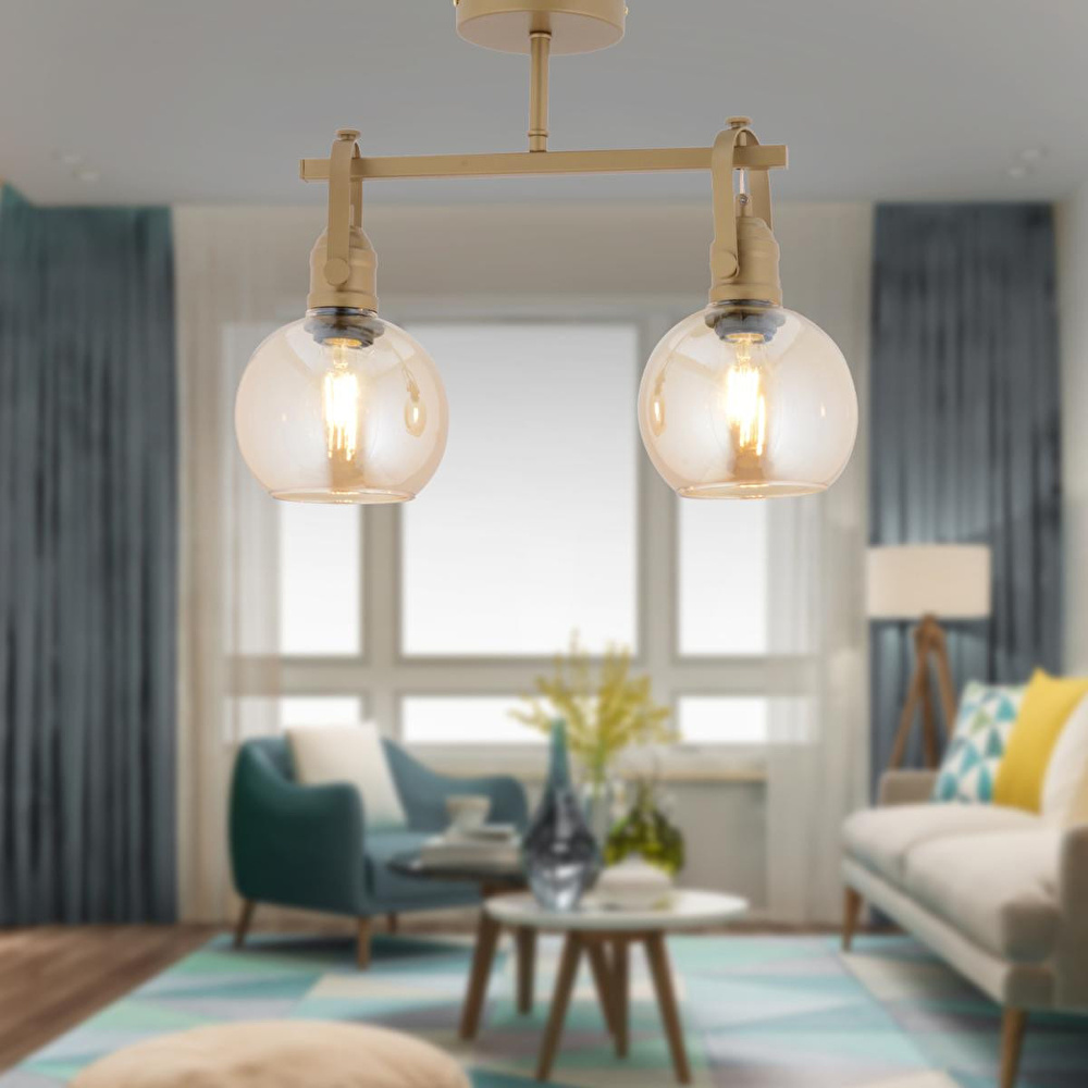 Apliqa Cherish 2'li Eskitme Bal Camlı Modern Oturma Odası Salon Avize görseli 1