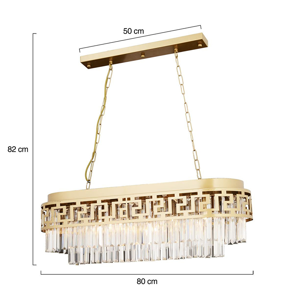 Apliqa Merlin Sıralı Eskitme Kristalli Taşlı Modern Tasarım Yemek Masası Üstü Kristal Salon Avize görseli 5