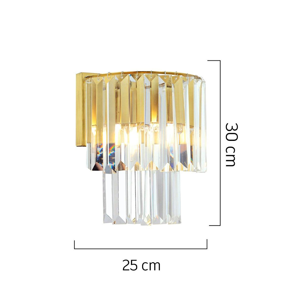 Apliqa Nilüfer Yuvarlak Eskitme 3 Parça Kristalli Taşlı Modern Tasarım Kristal Salon Avize-aplik Seti görseli 2