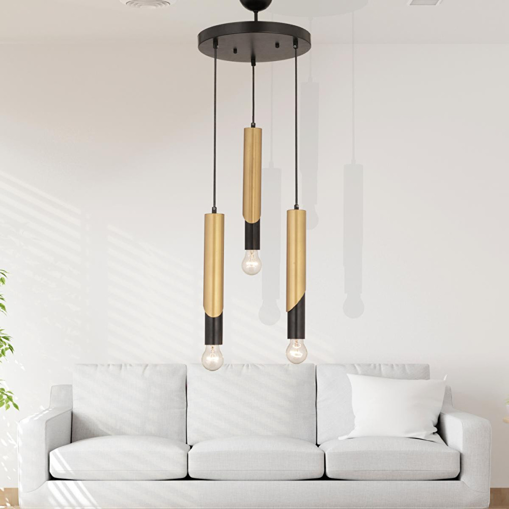 Apliqa Vegamu 3lü Yuvarlak Eskitme Modern Koridor Mutfak Salon Retro Avize görseli 1
