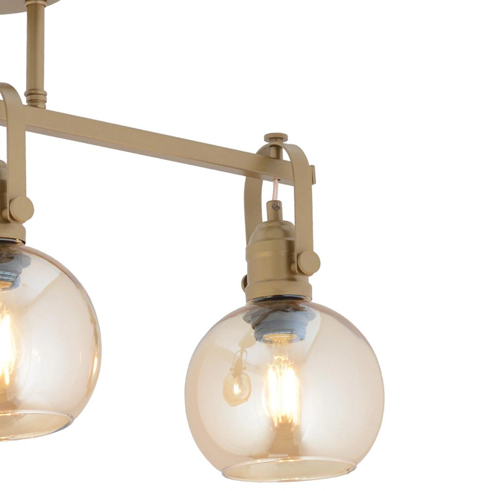 Apliqa Cherish 3'lü Sıralı Eskitme Bal Camlı Modern Oturma Odası Salon Avize görseli 4
