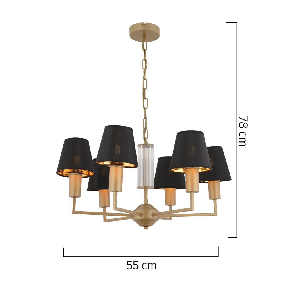 Apliqa Ellery 6'lı Eskitme Siyah Şapkalı Modern Plafonyer Genç Odası Yatak Odası Retro Salon Avize görseli 4