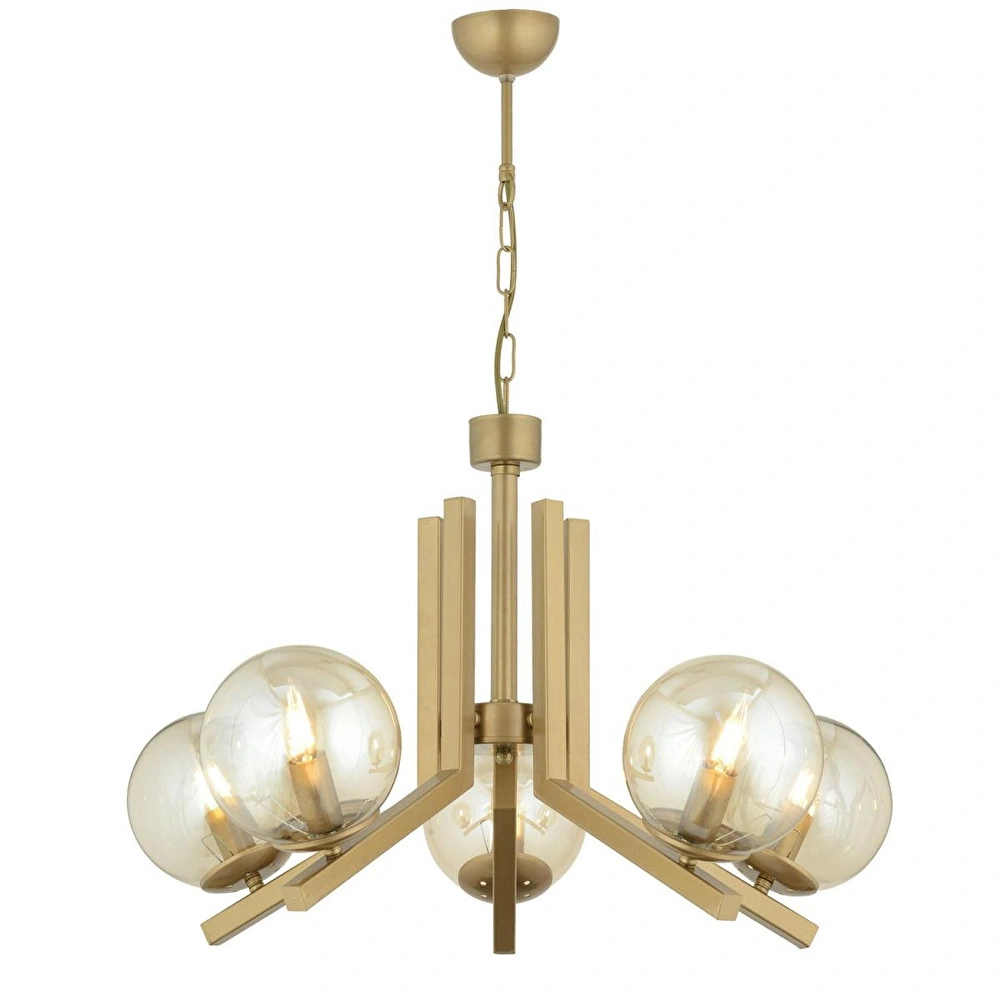 Apliqa Mikel 5 Lü Komple Eskitme Boyalı Bal Camlı Modern Retro Sarkıt Yatak Odası Salon Avize görseli 2