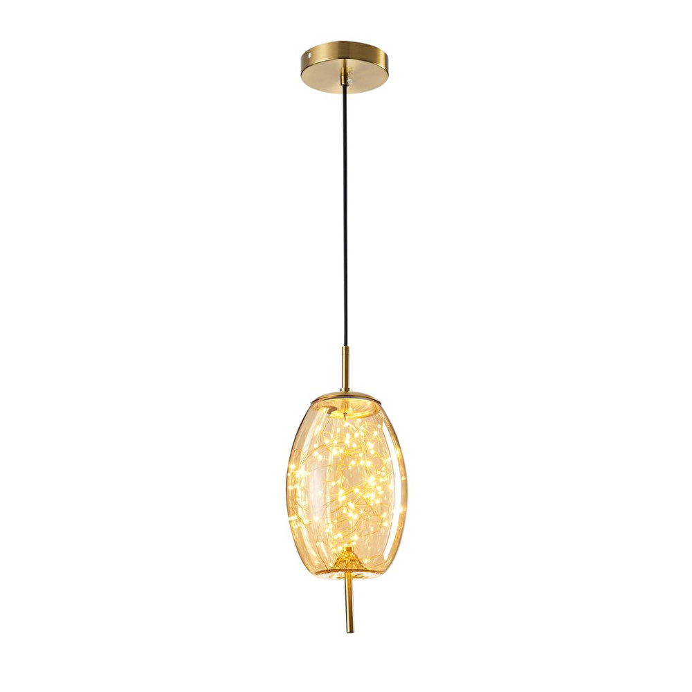 Apliqa Jasper 10 Watt 3000k Eskitme Bal Camlı Tekli Peri Led Sarkıt Avize görseli 3