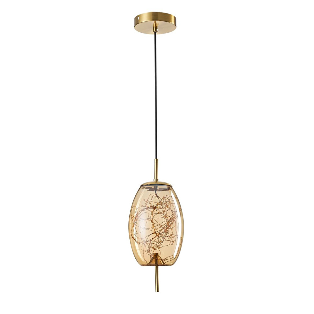 Apliqa Jasper 10 Watt 3000k Eskitme Bal Camlı Tekli Peri Led Sarkıt Avize görseli 2