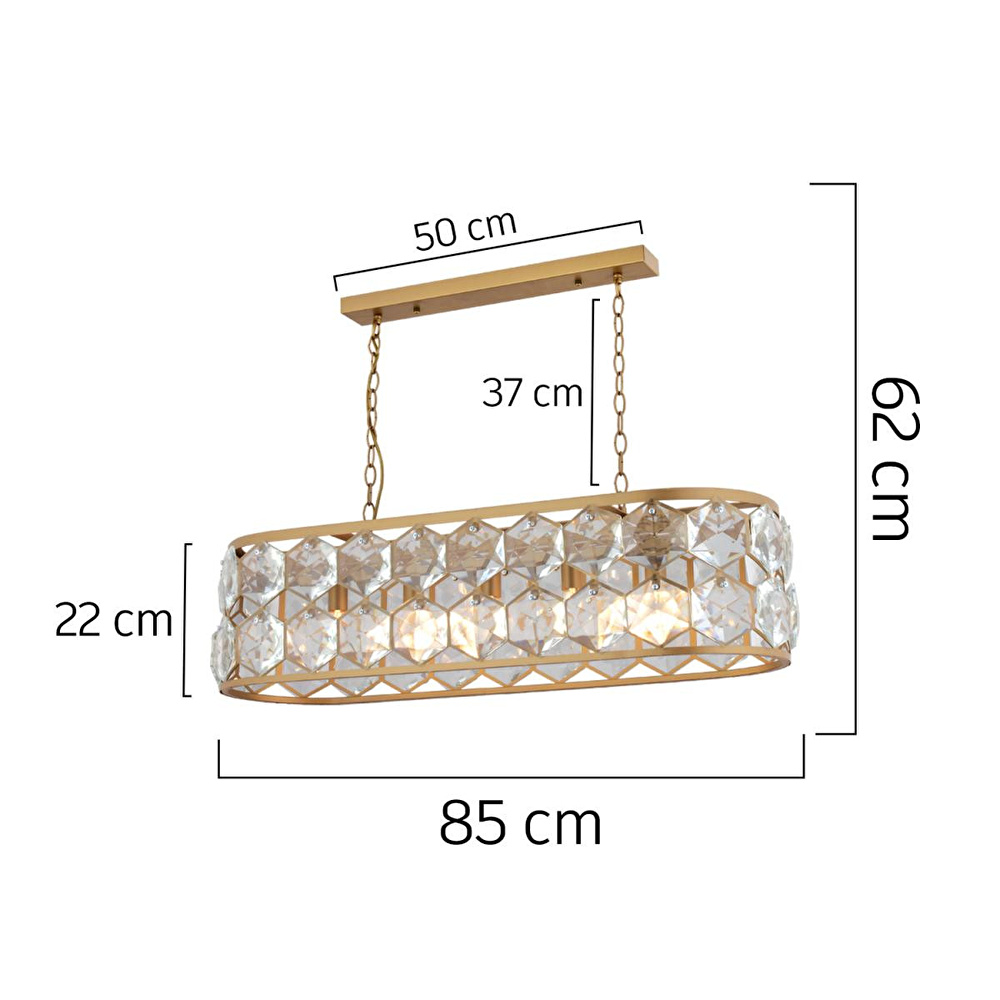 Apliqa Roman 5'li Sıralı Eskitme Kristalli Taşlı Modern Tasarım Kristal Salon Avize görseli 5