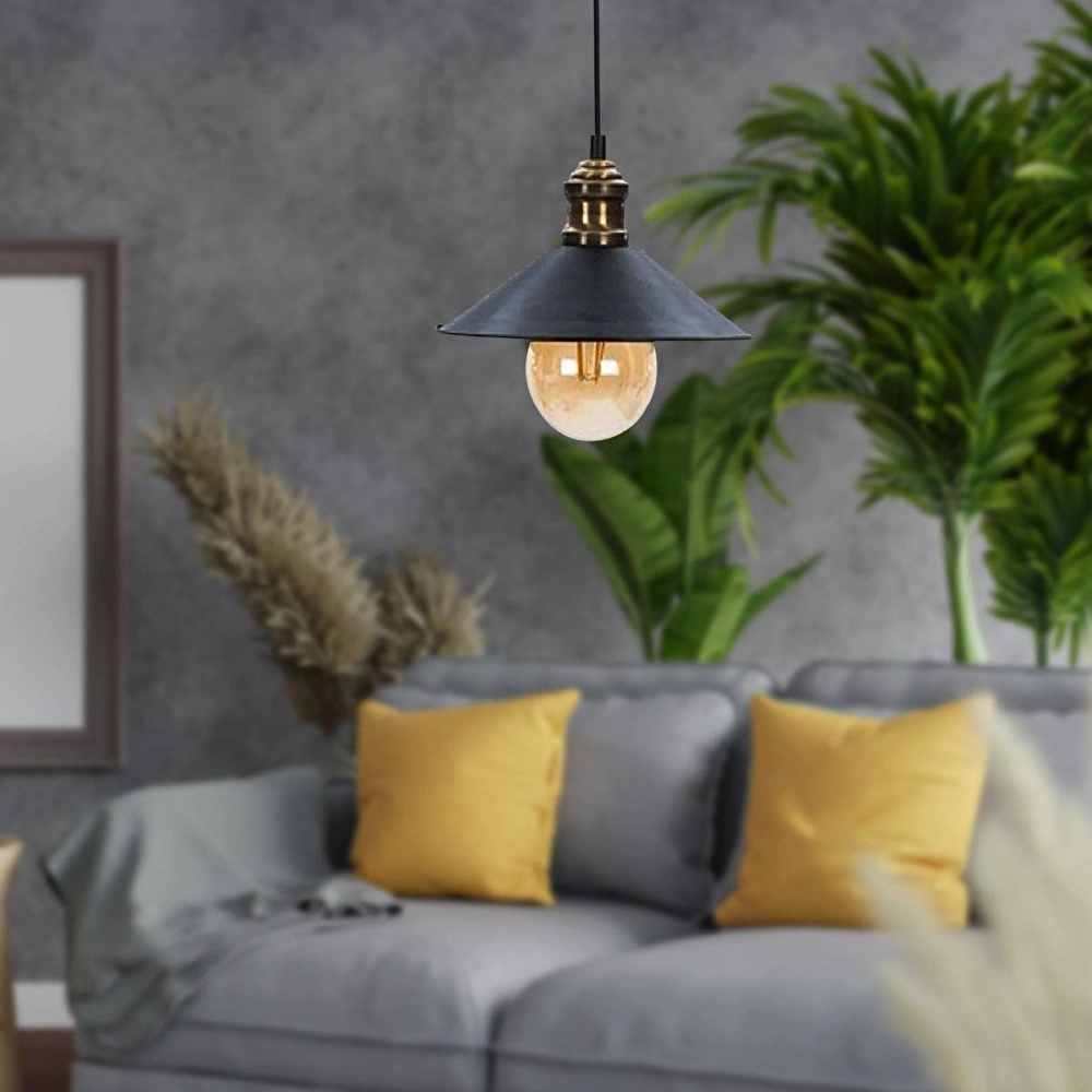 Apliqa Gönen Tekli Siyah Modern Retro Sarkıt Mutfak Retro Salon Avize görseli 2