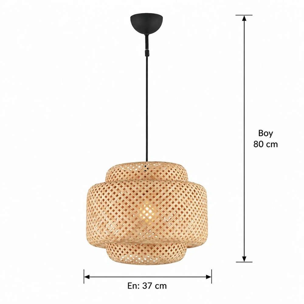 Apliqa Trudy Tekli Rattan Modern Tasarım Oturma Odası Avize görseli 5