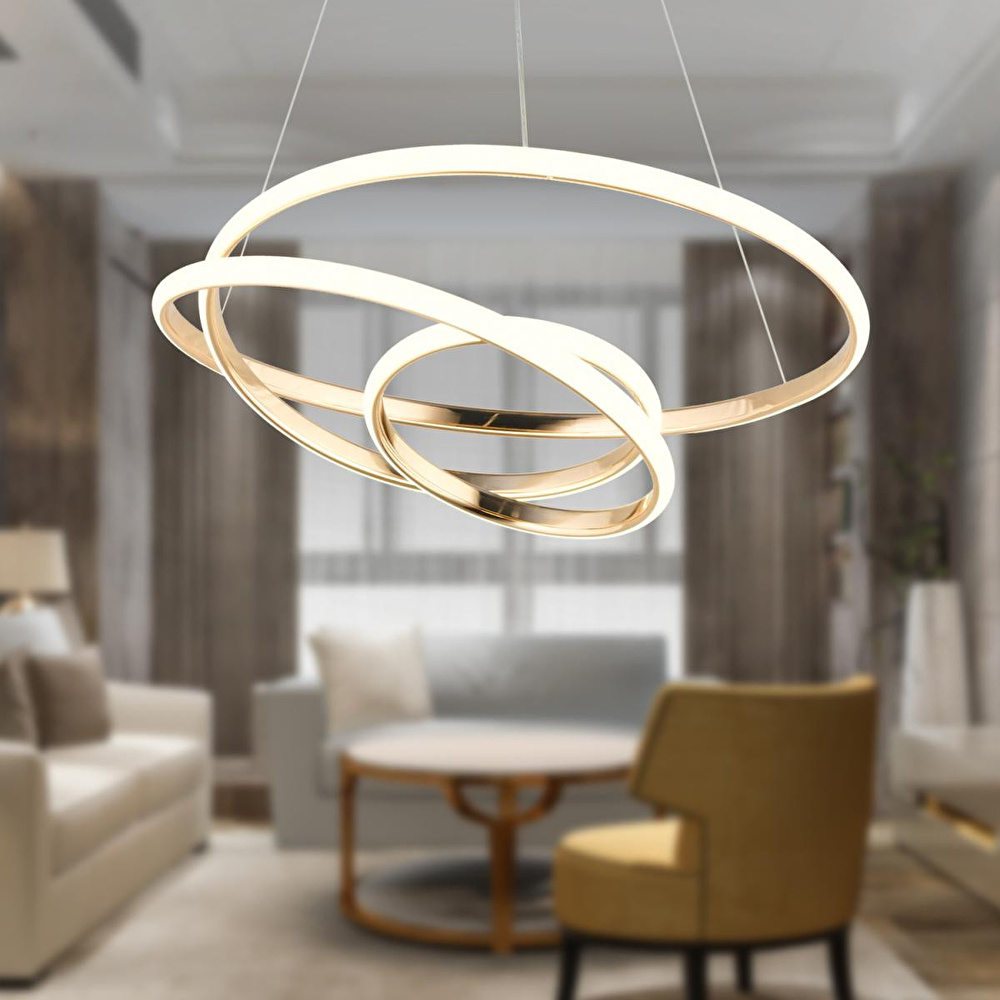 Apliqa Valter Gold 3 Renkli 75 Watt Kristal Ledli Modern Oturma Odası Salon Sarkıt Avize görseli 1