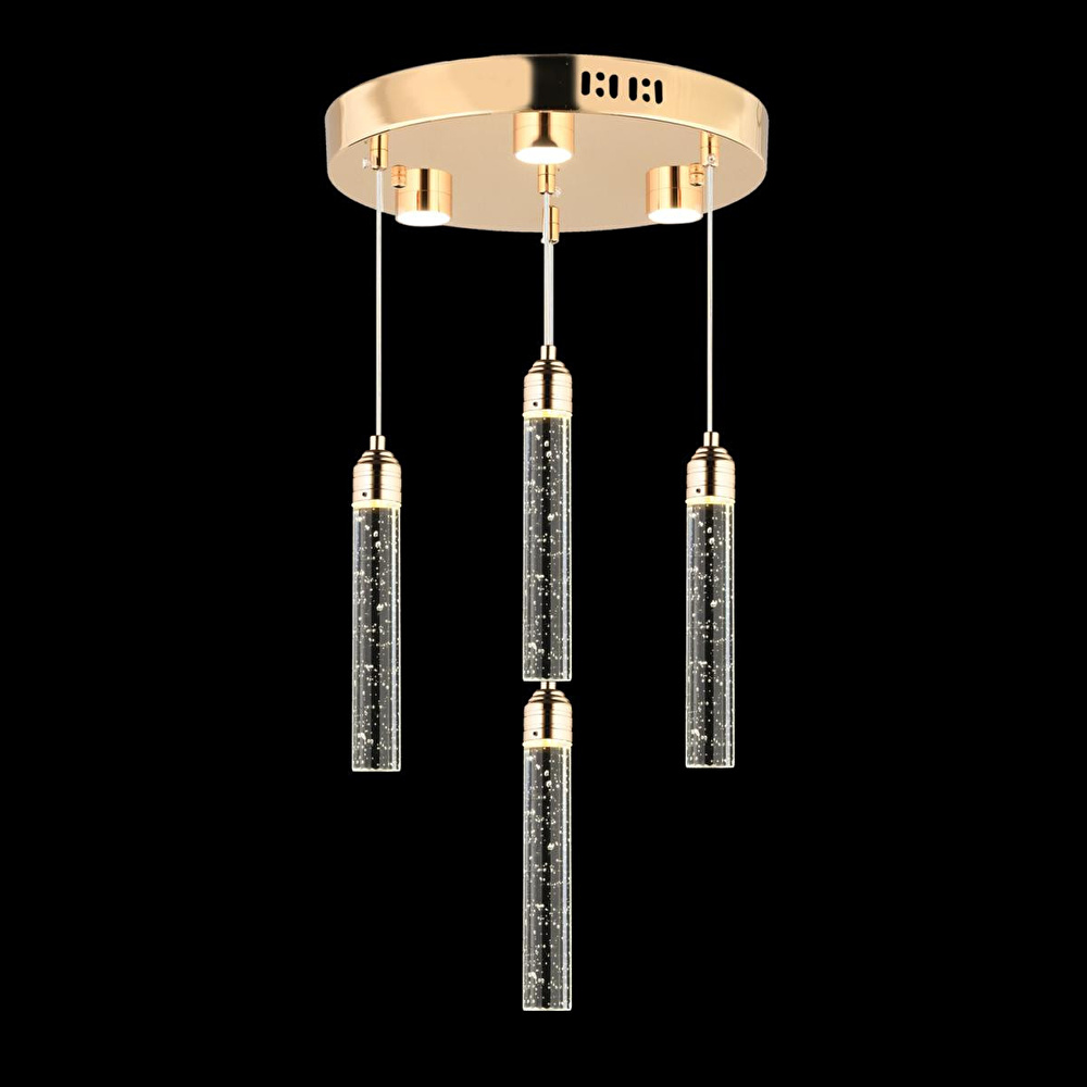 Apliqa Zaki 4 Lü Gold Kaplama 3 Renkli 58 Watt Ledli Modern Tasarım Oturma Odası,genç Odası,yatak Odası,salon Sarkıt Led Avize görseli 2
