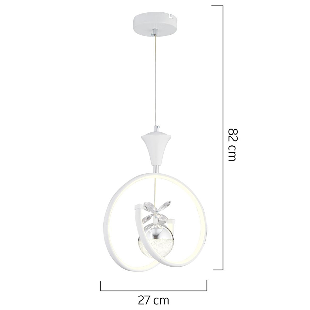 Apliqa Mengü Tekli Beyaz Krom 3 Renkli 36 Watt Ledli Modern Oturma Odası, Koridor, Salon Led Avize görseli 5