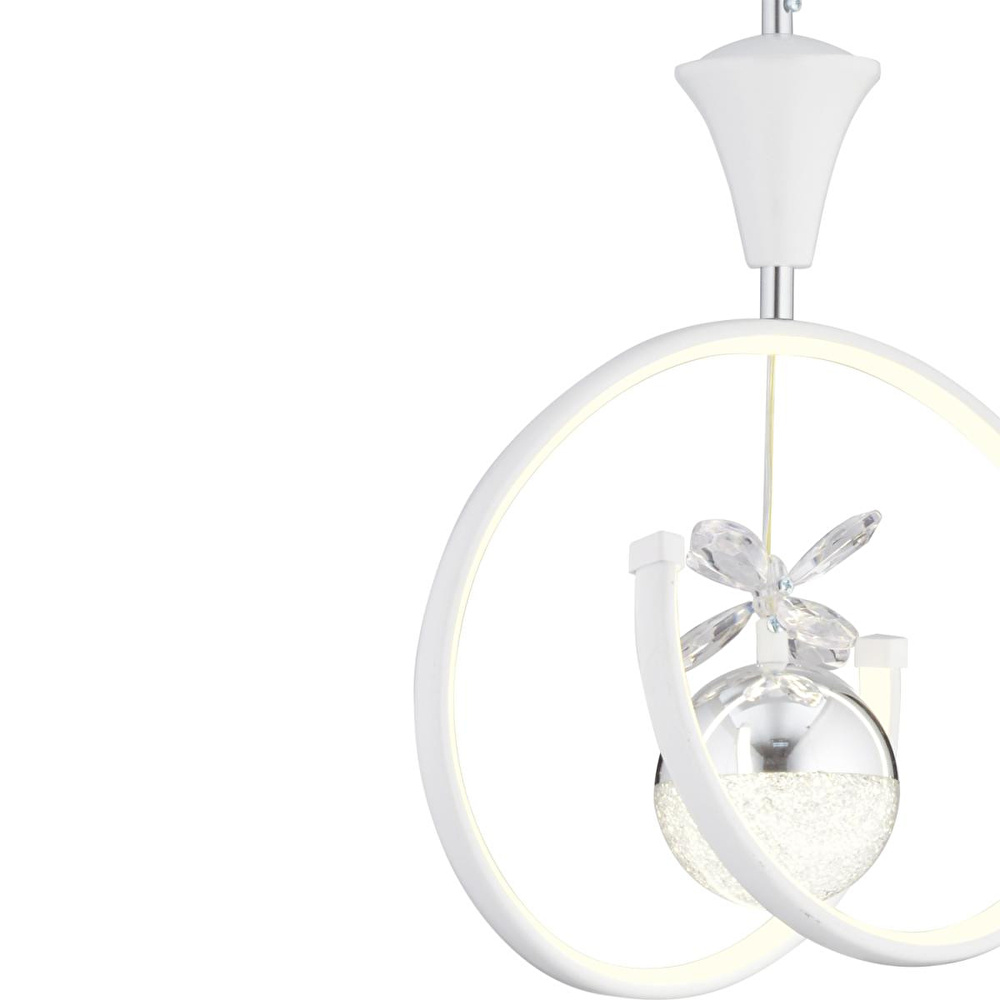 Apliqa Mengü Tekli Beyaz Krom 3 Renkli 36 Watt Ledli Modern Oturma Odası, Koridor, Salon Led Avize görseli 4