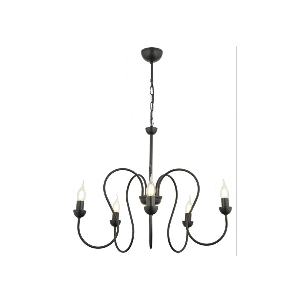 Apliqa Flor 5li Siyah Modern Yatak Odası Mutfak Salon Avize görseli 3