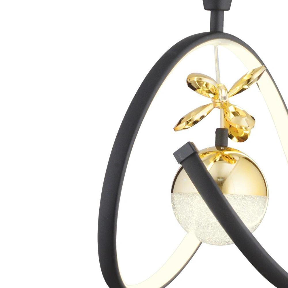 Apliqa Mengü Tekli Siyah Gold 3 Renkli 36 Watt Ledli Modern Oturma Odası, Koridor, Salon Led Avize görseli 4