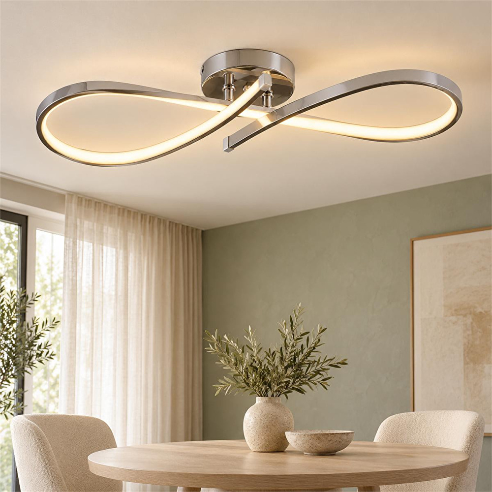 Apliqa Vetto Krom 38 Watt Plafonyer 3 Renkli Ledli Modern Mutfak Banyo Led Salon Sarkıt Avize görseli 1