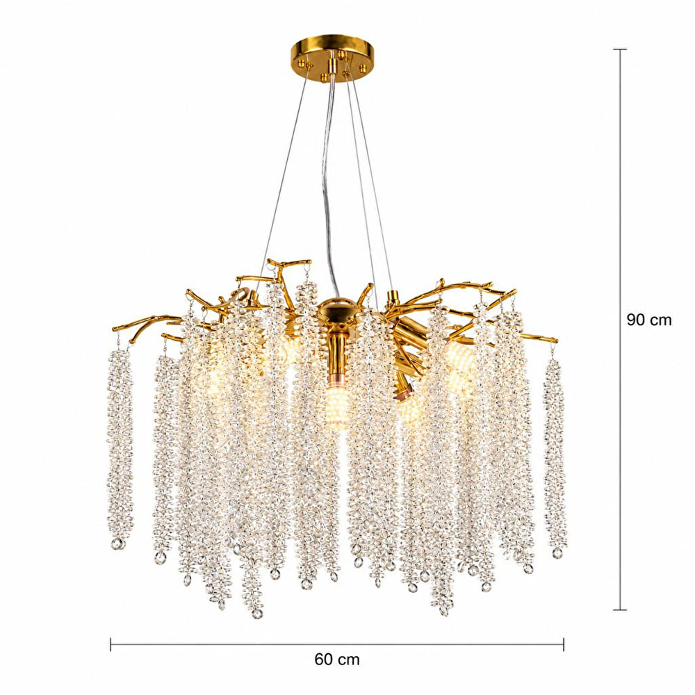 Apliqa Dina Serip Gold Kaplamalı Modern Tasarım Salon Kristal Sarkıt Avize görseli 5