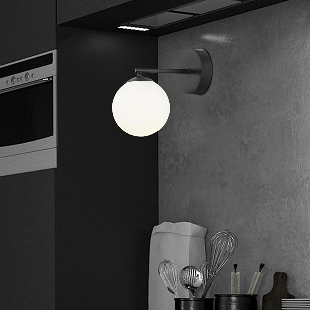 Apliqa Elvin Siyah Duvar Lambası Yatak Odası-yatak Başı-banyo İçin Modern Retro Aplik görseli 3
