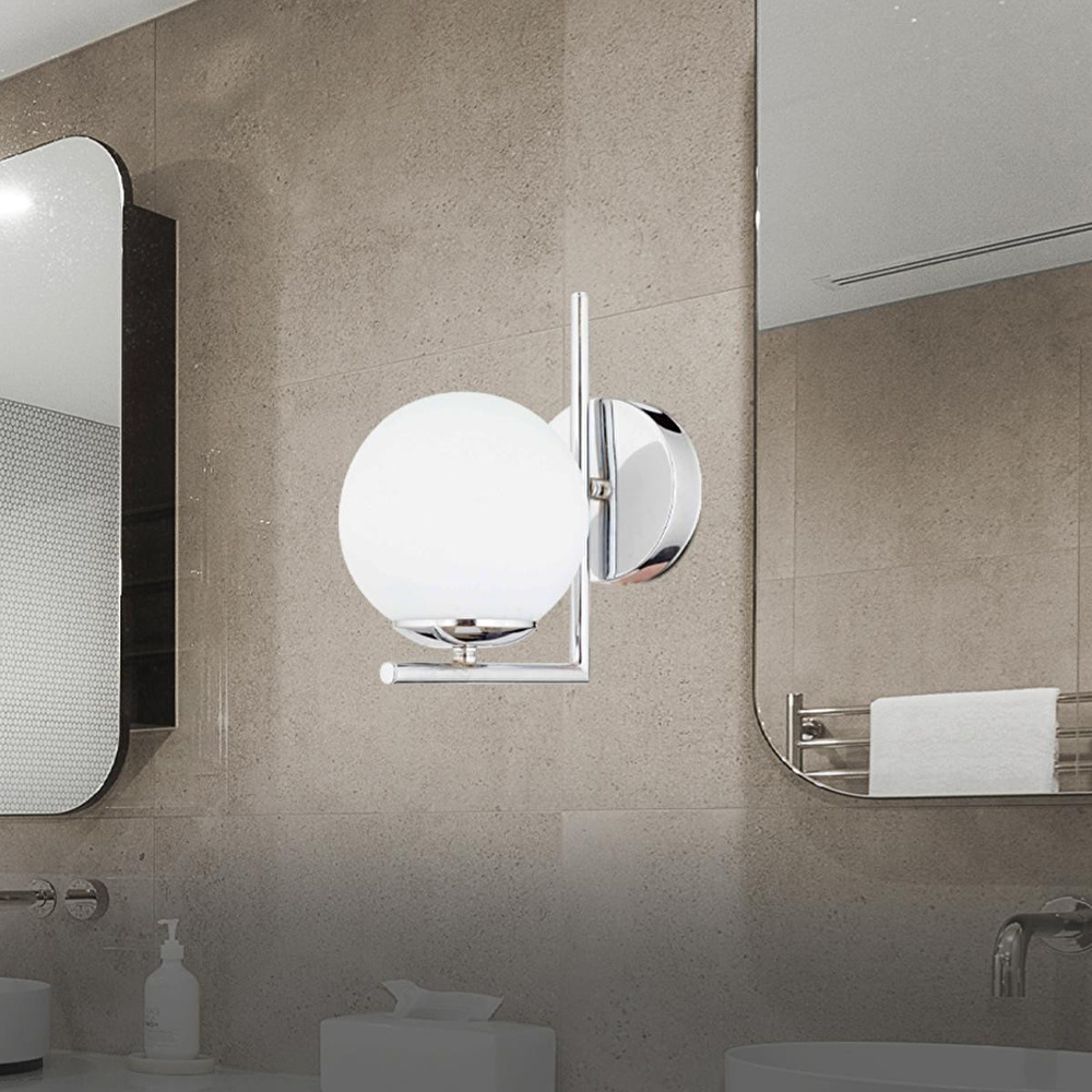 Apliqa Sara Krom Kaplama Duvar Lambası Yatak Odası-yatak Başı-banyo İçin Modern Aplik görseli 1