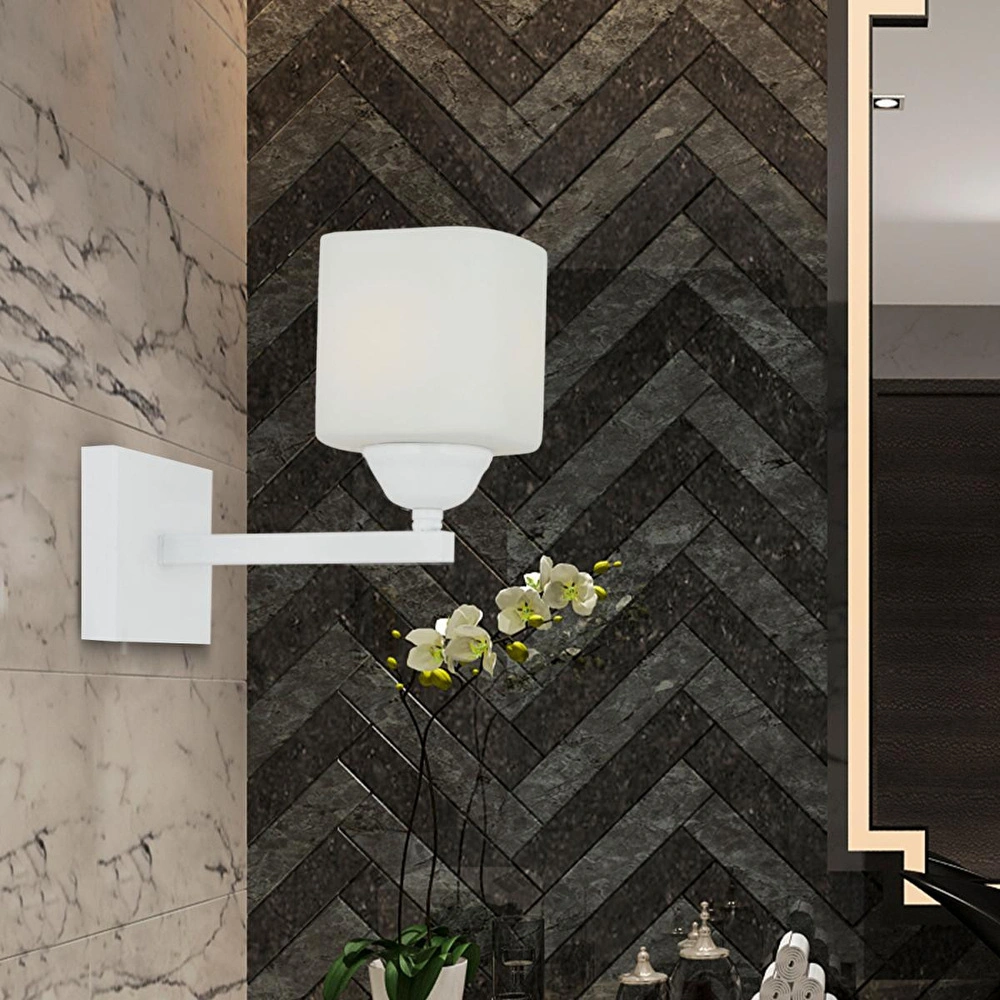 Apliqa Minel Beyaz Duvar Lambası Yatak Odası-yatak Başı-banyo İçin Modern Aplik görseli 1