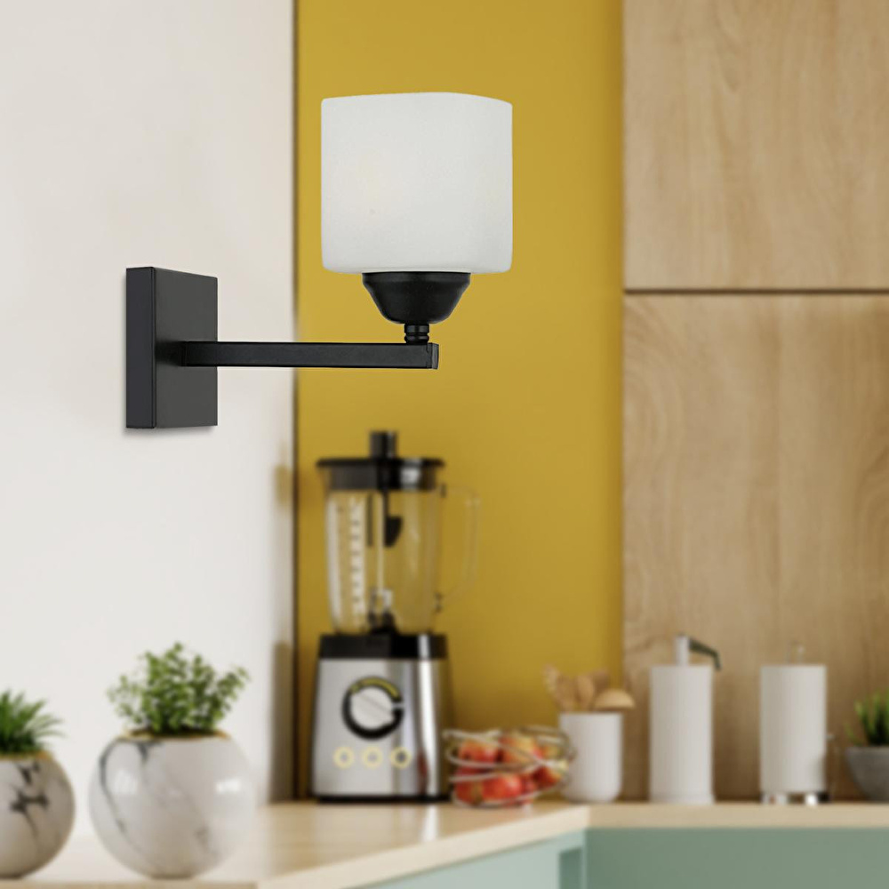 Apliqa Minel Siyah Duvar Lambası Yatak Odası-yatak Başı-banyo İçin Modern Aplik görseli 2