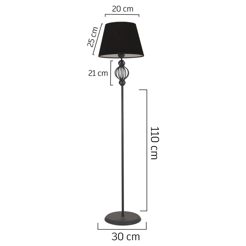 Apliqa Helezon Siyah Şapkalı Siyah Modern Tasarım Ayaklı Abajur Lamba Metal Lambader görseli 5