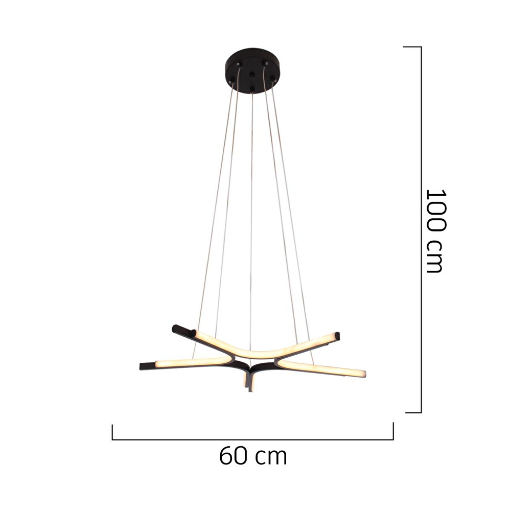 Apliqa Simon Mat Siyah Boyalı 50 Watt Led 300k Salon Oturma Odası Genç Odası Ledli Avize görseli 5