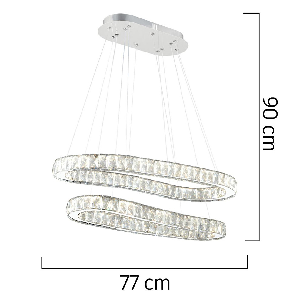 Apliqa Valeri̇a Krom 2 Katli Kri̇stal Taşli Led Avi̇ze görseli 5