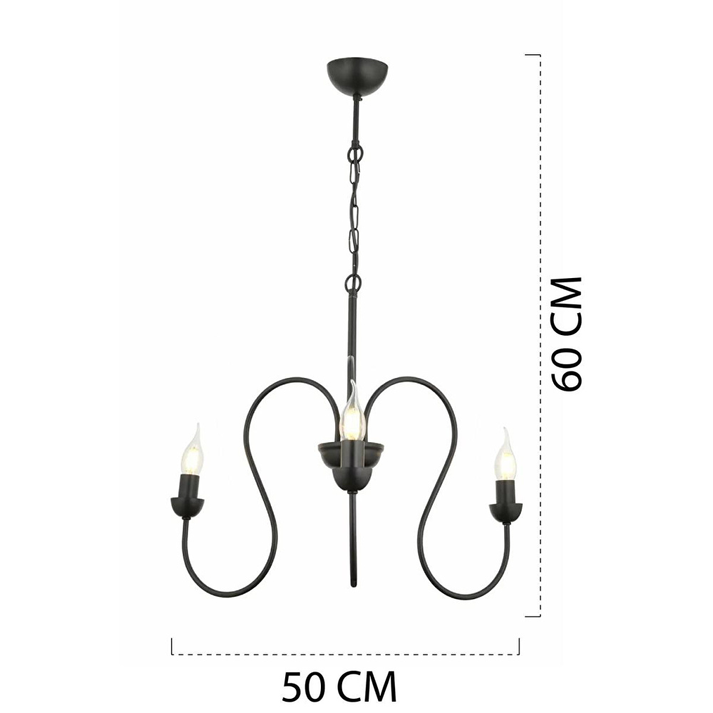 Apliqa Flor 3lü Yuvarlak Siyah Modern Sarkıt Genç Odası Yatak Odası Retro Salon Avize görseli 2
