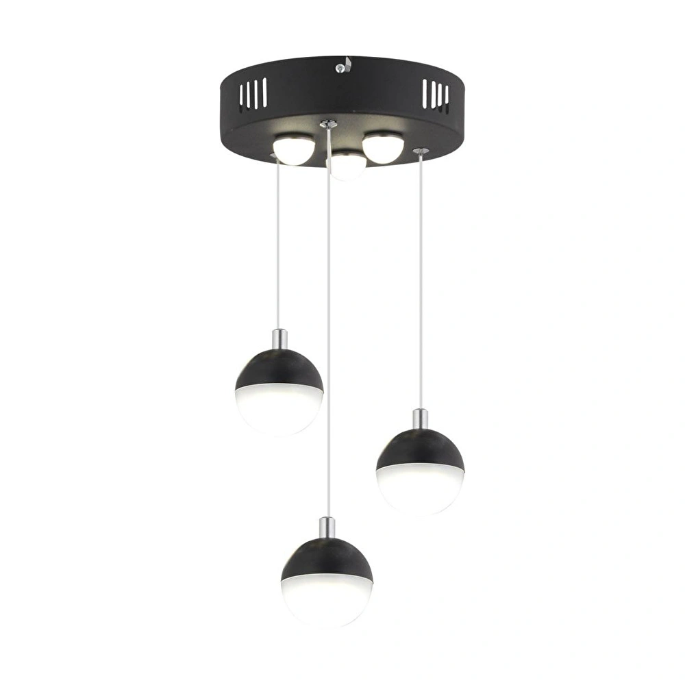 Apliqa Ekin 3'lü Yuvarlak 30 Watt Siyah Ledli Kelebek Detaylı Modern Koridor, Yatak Odası Salon Sarkıt Led Avize görseli 2