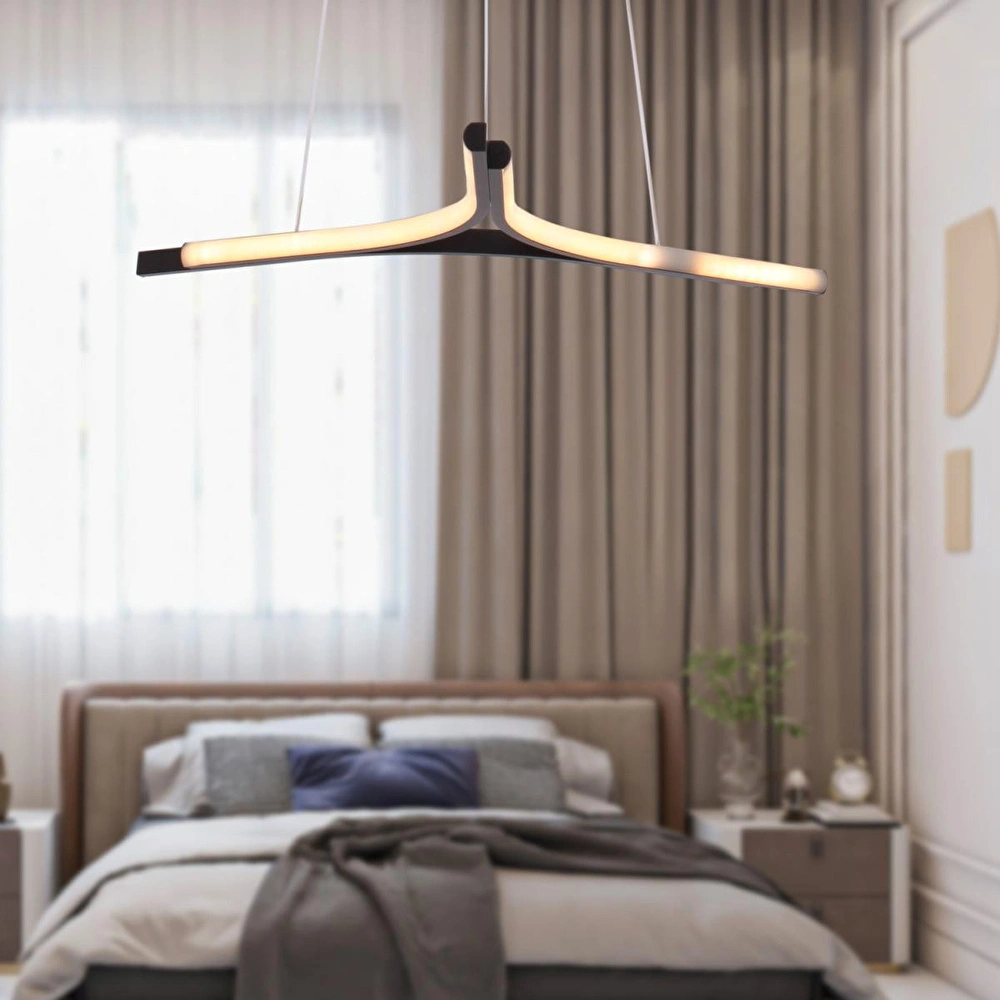 Apliqa Simon Mat Siyah Boyalı 30 Watt Led 300k Salon Oturma Odası Genç Odası Ledli Avize görseli 1