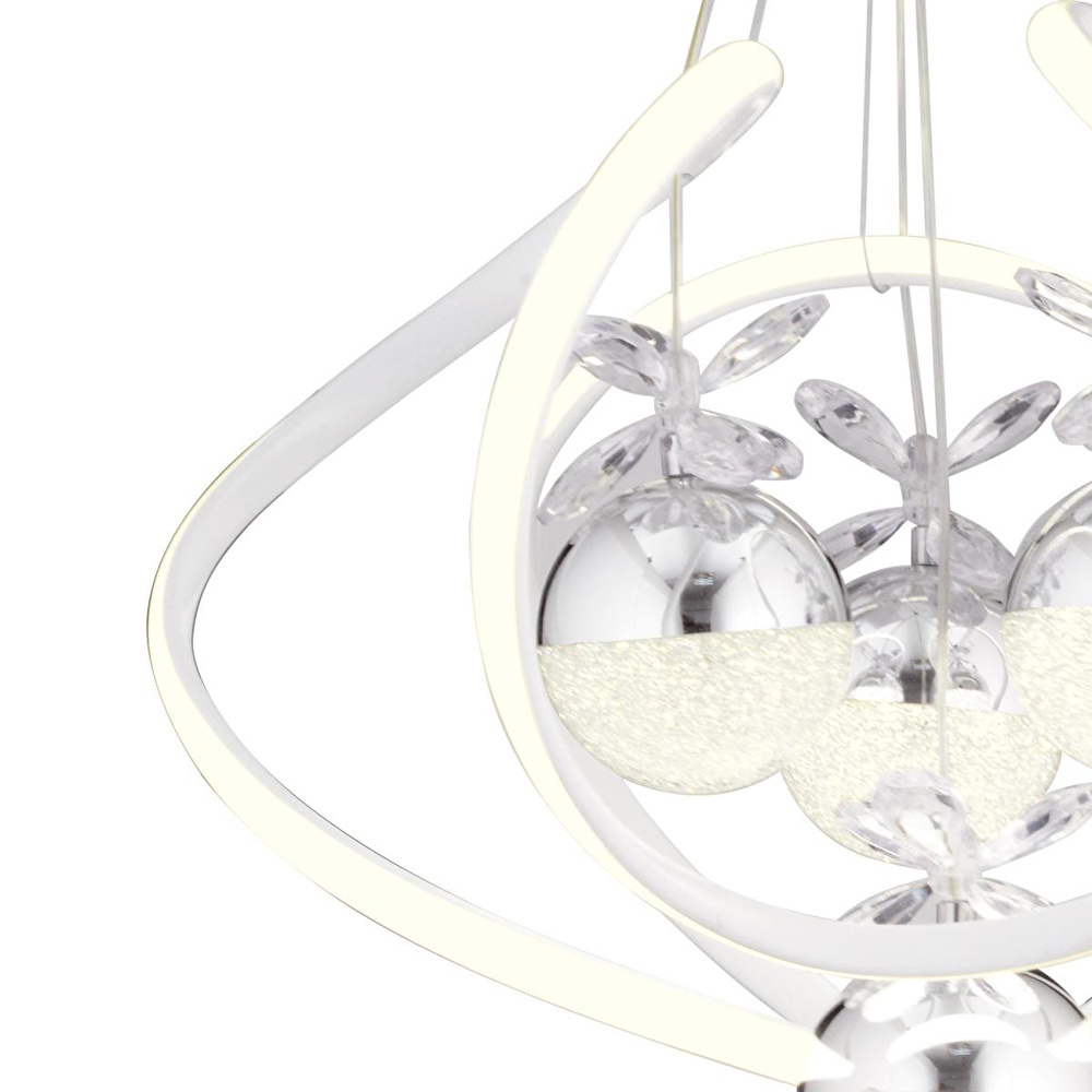 Apliqa Balca 4'lü Beyaz Krom 3 Renkli 84 Watt Ledli Kelebek Led Avize Top Avize Modern Oturma Odası, Koridor, Salon Led Avize görseli 4