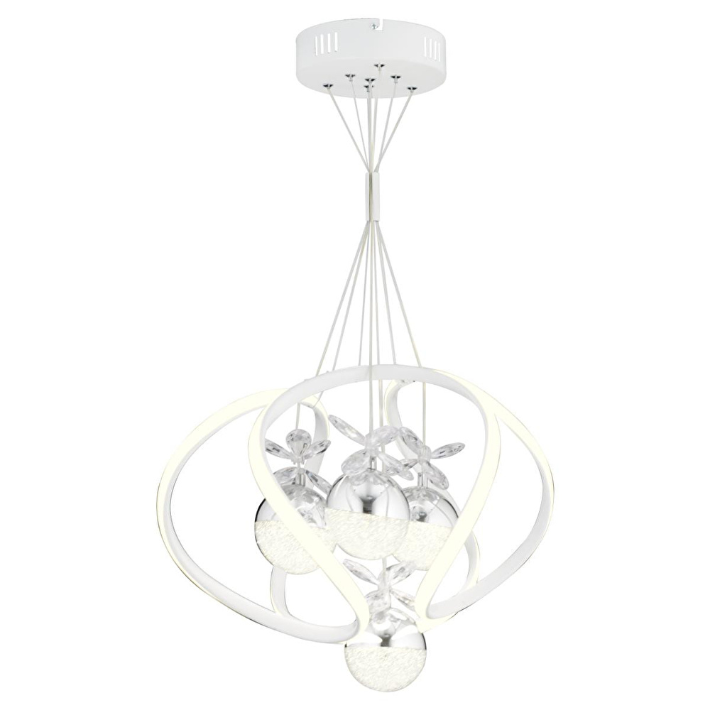 Apliqa Balca 4'lü Beyaz Krom 3 Renkli 84 Watt Ledli Kelebek Led Avize Top Avize Modern Oturma Odası, Koridor, Salon Led Avize görseli 2