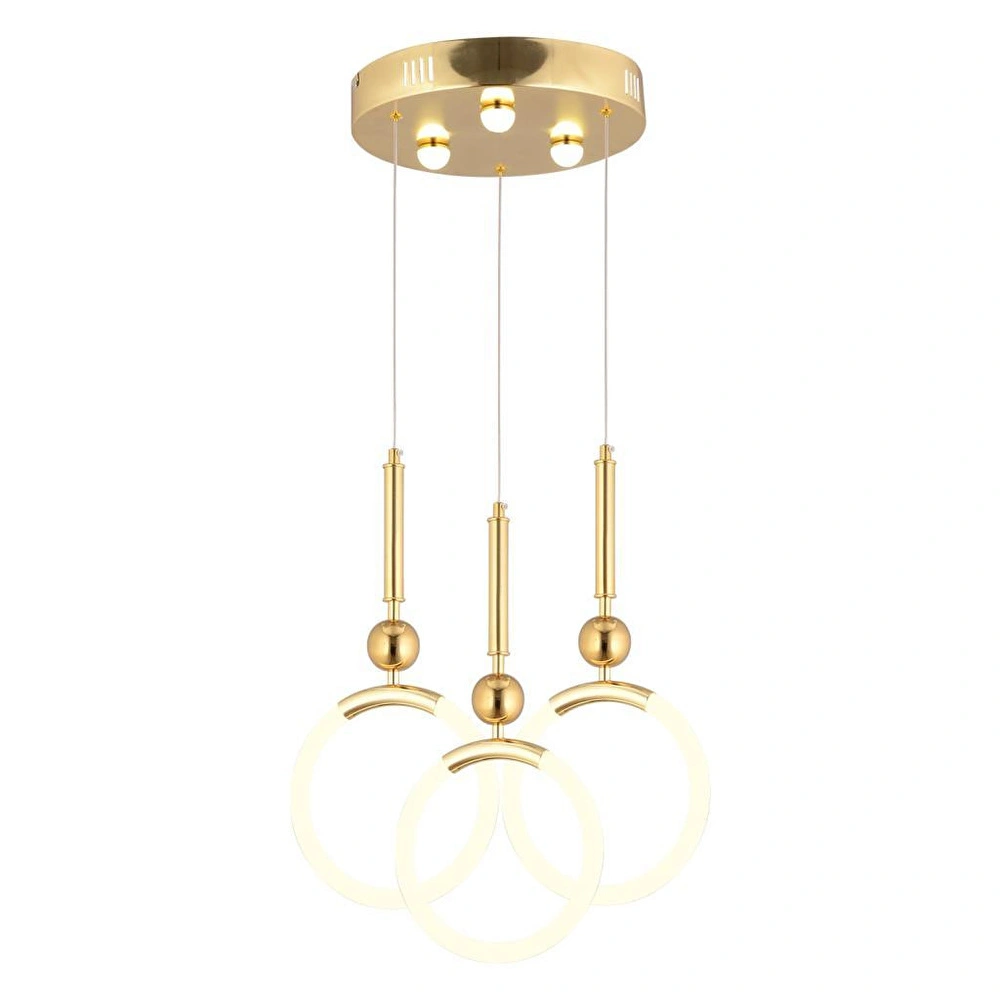 Apliqa Struer 3'lü Yuvarlak Gold Ledli 69 Watt Modern Koridor, Yatak Odası Salon Sarkıt Led Avize görseli 2