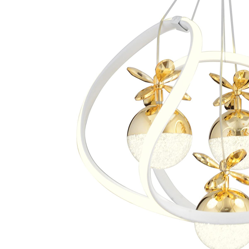 Apliqa Balca 4'lü Beyaz Gold 3 Renkli 84 Watt Ledli Kelebek Led Avize Top Avize Modern Oturma Odası, Koridor, Salon Led Avize görseli 4