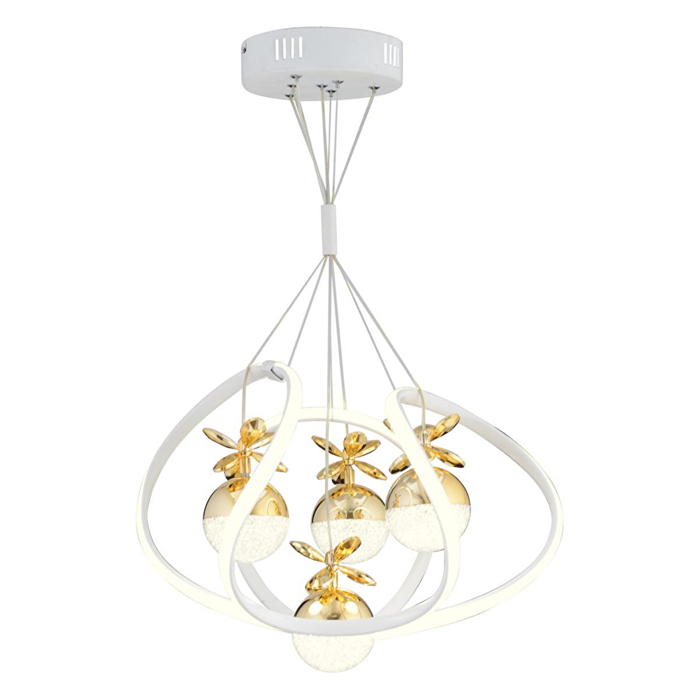 Apliqa Balca 4'lü Beyaz Gold 3 Renkli 84 Watt Ledli Kelebek Led Avize Top Avize Modern Oturma Odası, Koridor, Salon Led Avize görseli 2