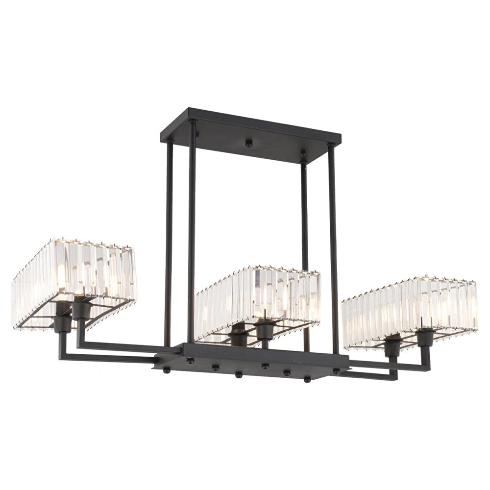 Apliqa Brambles 6'lı Siyah Kristalli Taşlı Modern Tasarım Kristal Salon Avize görseli 2