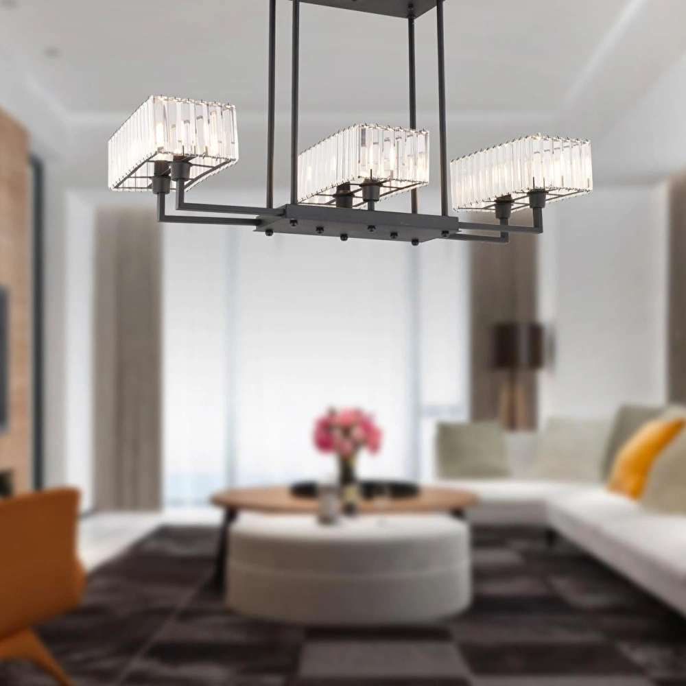 Apliqa Brambles 6'lı Siyah Kristalli Taşlı Modern Tasarım Kristal Salon Avize görseli 1
