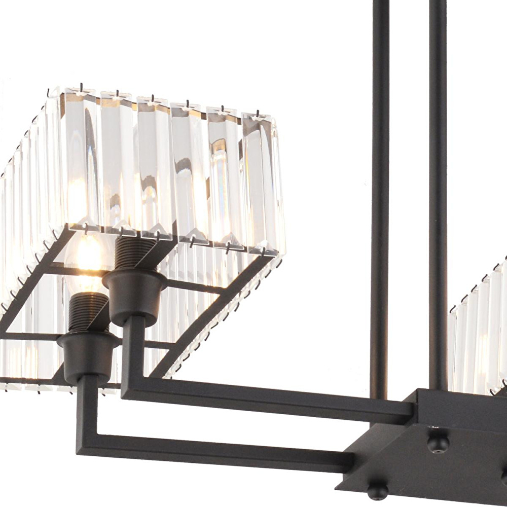 Apliqa Brambles 6'lı Siyah Kristalli Taşlı Modern Tasarım Kristal Salon Avize görseli 4