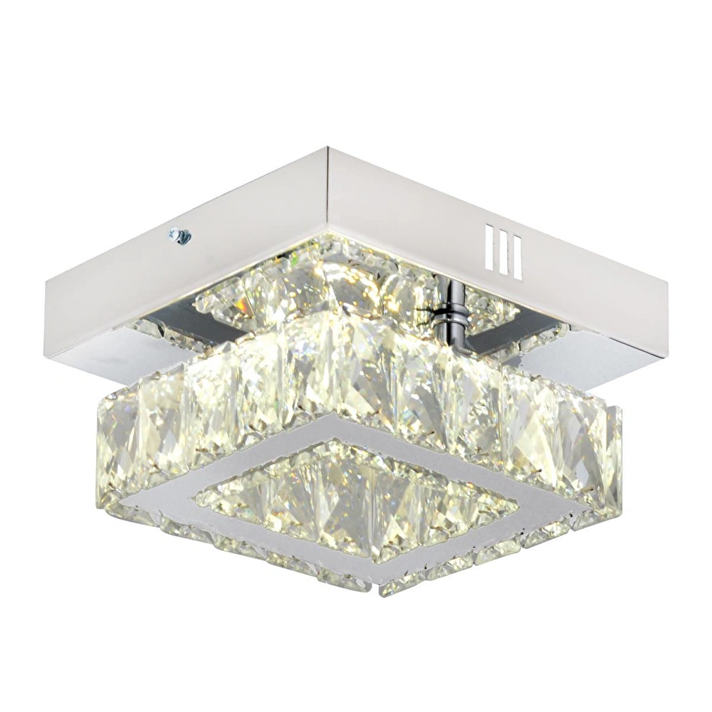 Apliqa Modina Tek Katlı Krom 3 Renkli 20 Watt Ledli 3 Renkli Kristalli Taşlı Modern Tasarım Led Kristal Salon Avize görseli 3