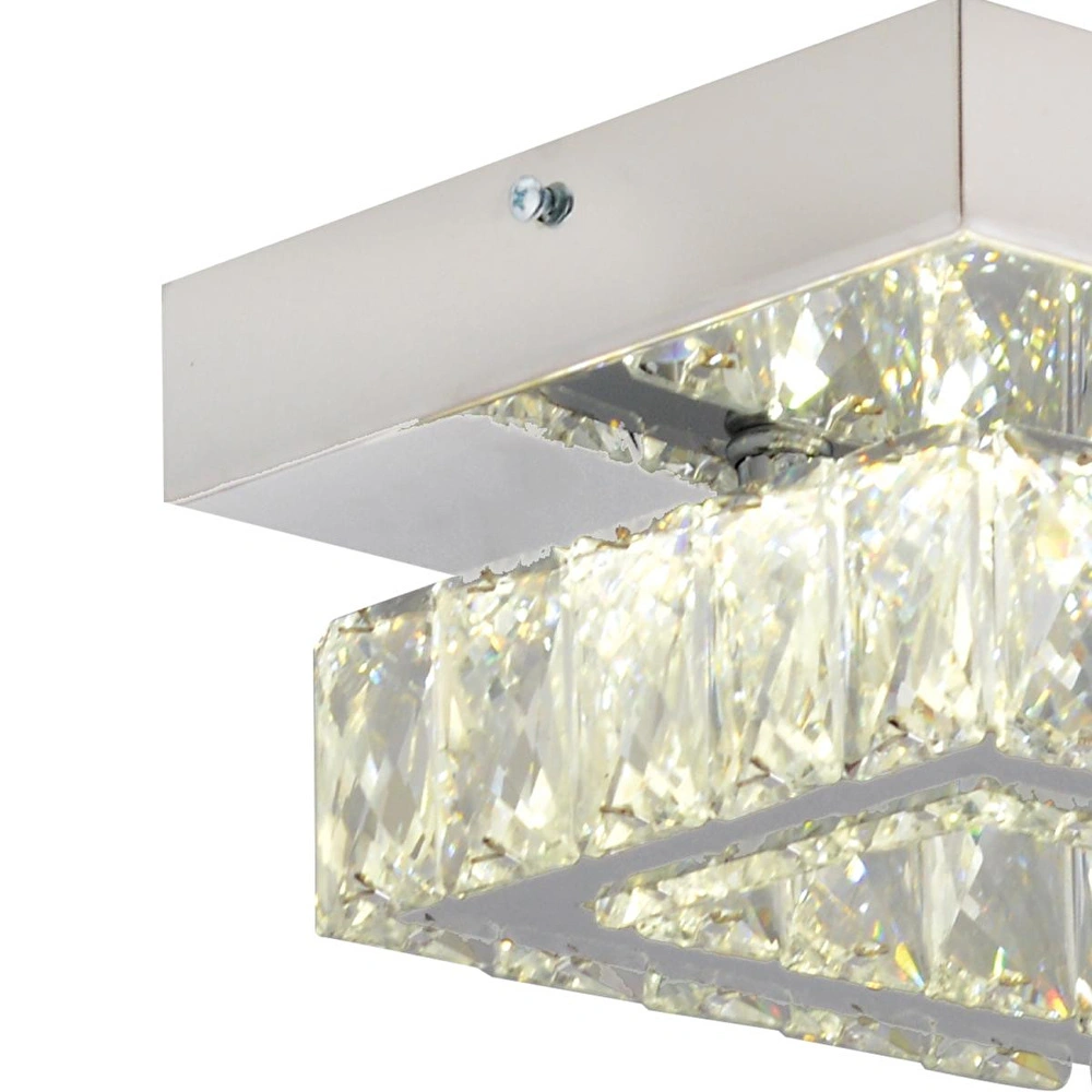 Apliqa Modina Tek Katlı Krom 3 Renkli 20 Watt Ledli 3 Renkli Kristalli Taşlı Modern Tasarım Led Kristal Salon Avize görseli 4