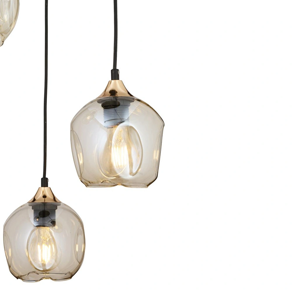 Apliqa Karya 3lü Yuvarlak Siyah Gold Modern Sarkıt Genç Odası Yatak Odası Retro Salon Avize görseli 4