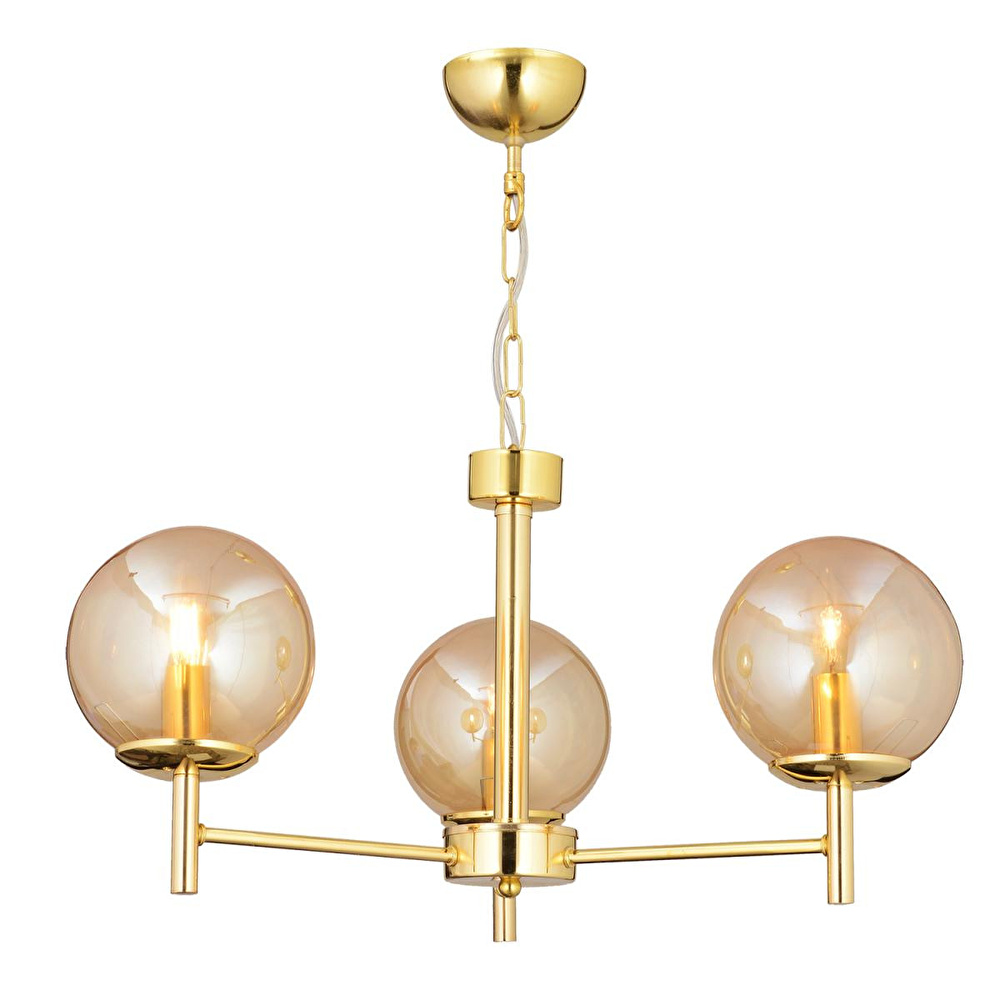 Apliqa Minar 3lü Gold Kaplama Modern Yatak Odası Salon Avize görseli 2