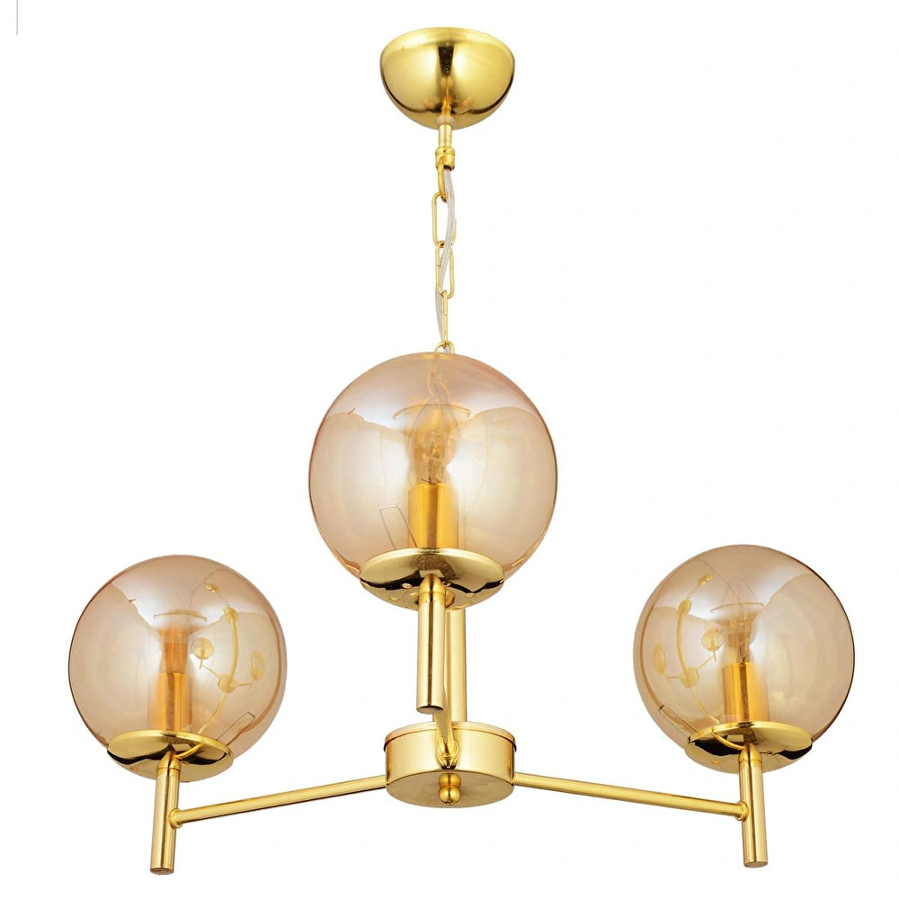 Apliqa Minar 3lü Gold Kaplama Modern Yatak Odası Salon Avize görseli 1