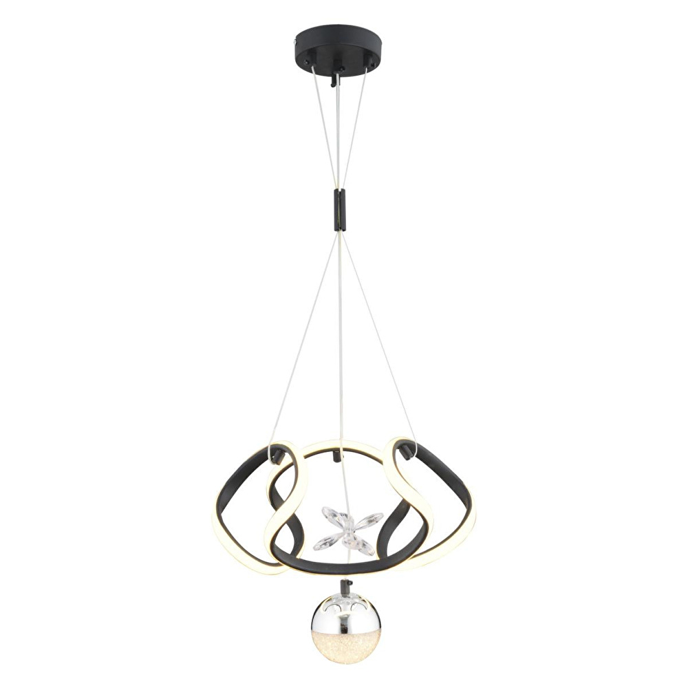 Apliqa Pelin Tekli Siyah Krom 3 Renkli 39 Watt Ledli Modern Oturma Odası, Koridor, Salon Led Avize görseli 3