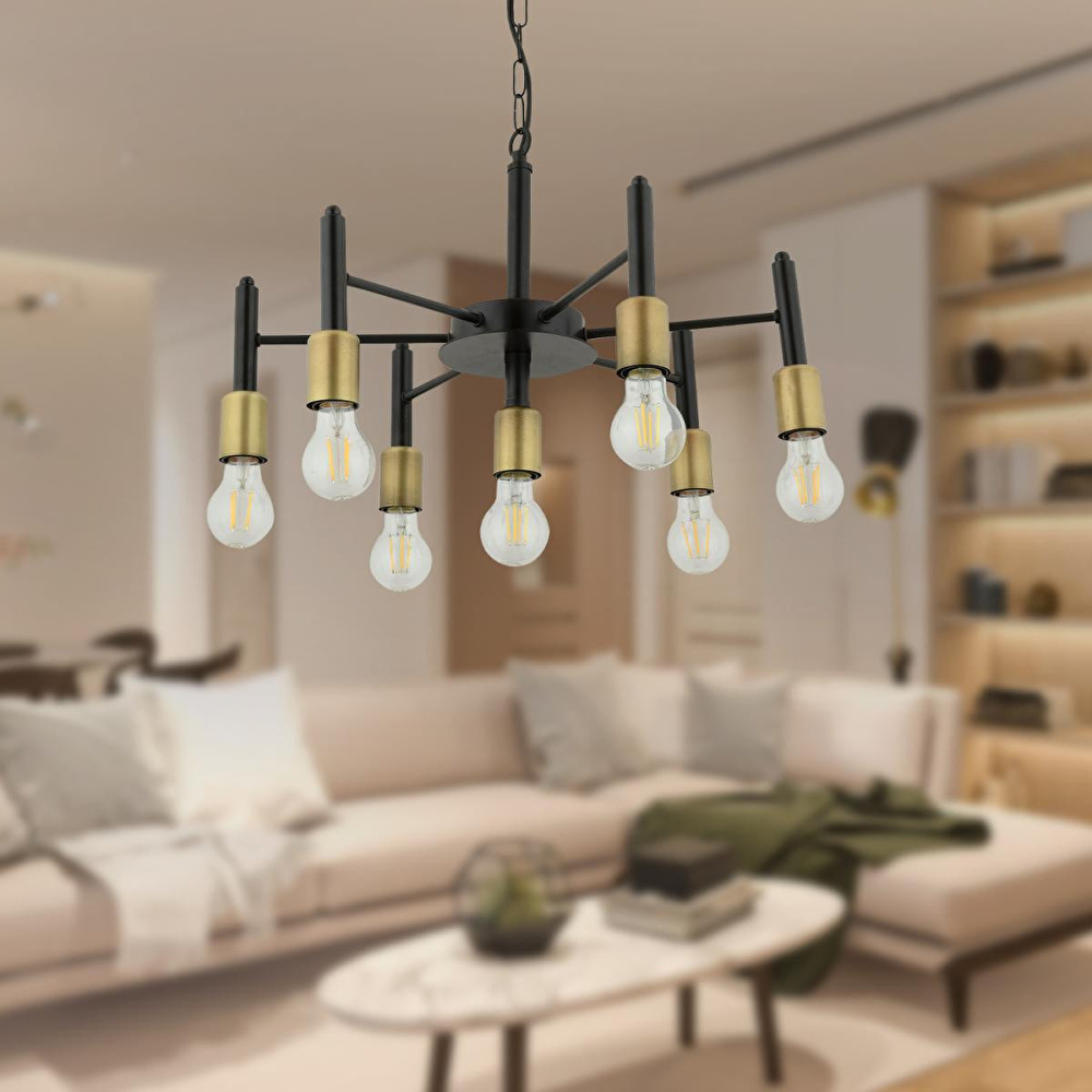 Apliqa Semin 7li Modern Cafe,restoran Için Uygun Retro Salon Avize görseli 1