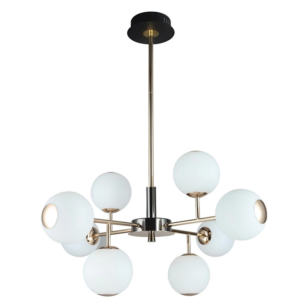 Apliqa Sofia 8'li Siyah Gold 80 Watt Yuvarlak Modern Oturma Odası, Salon Avize görseli 3