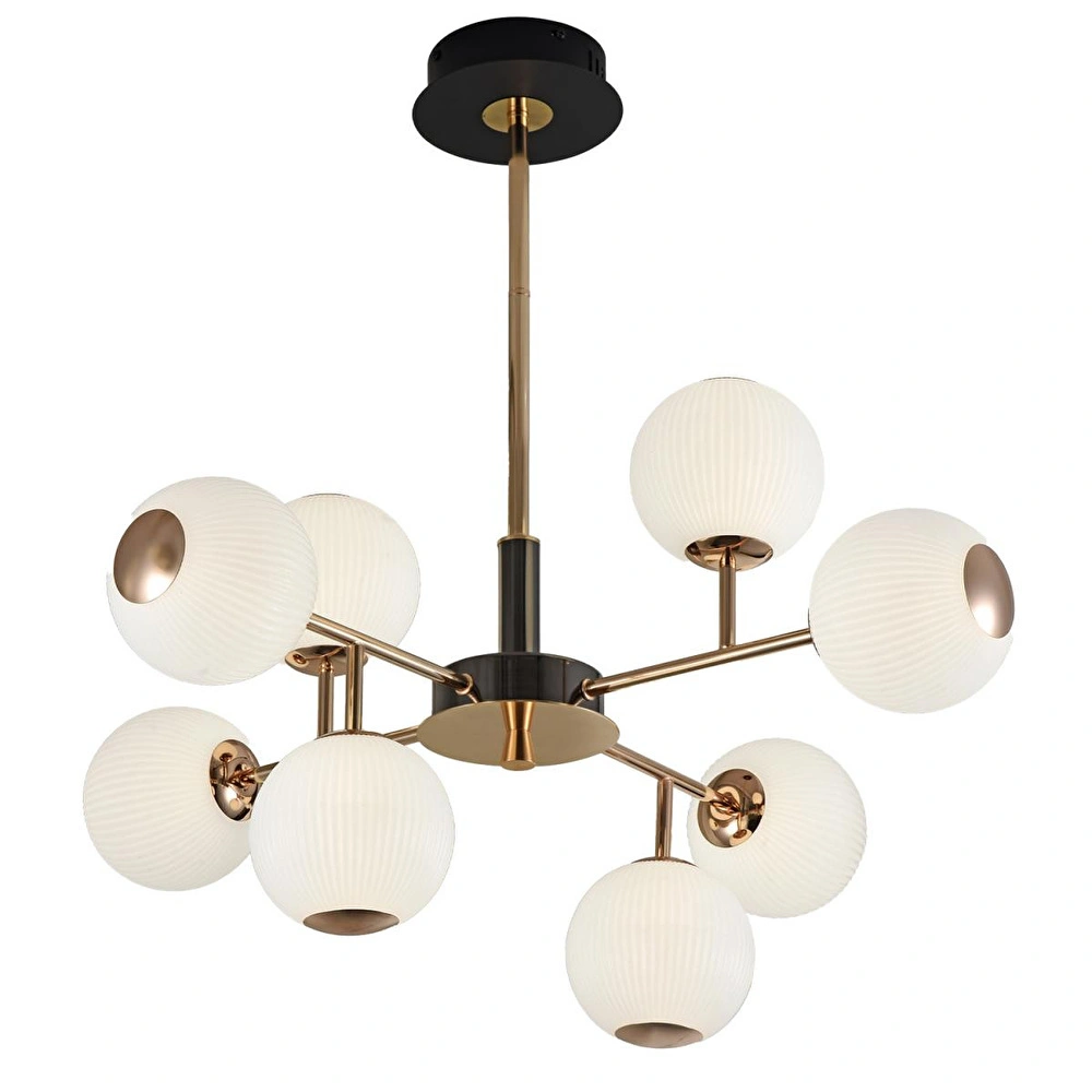 Apliqa Sofia 8'li Siyah Gold 80 Watt Yuvarlak Modern Oturma Odası, Salon Avize görseli 4